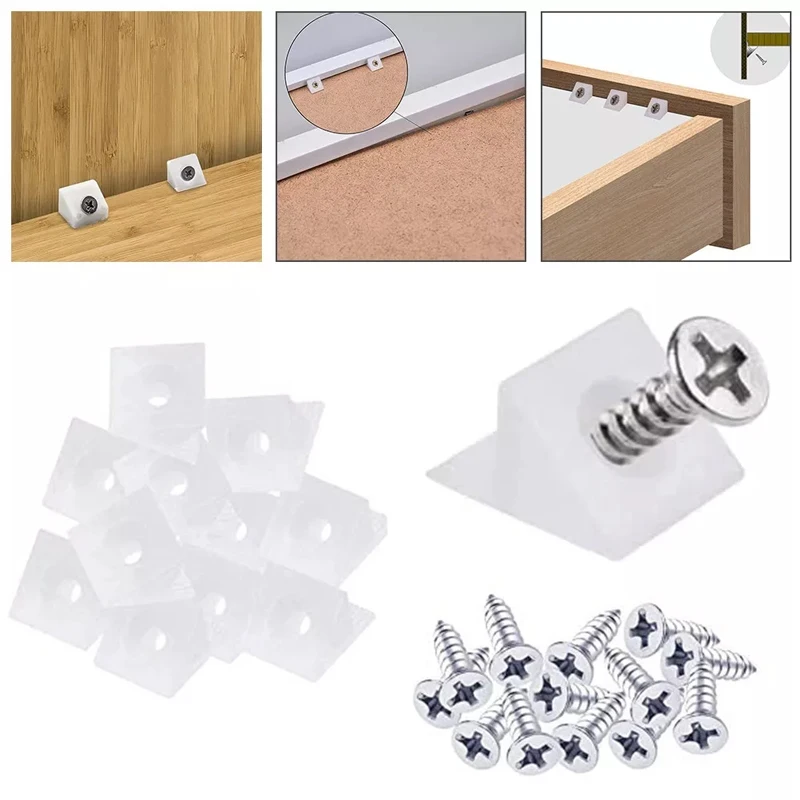 Supports d'angle en plastique avec vis, 20 pièces, attaches de fond de tiroir durables pour la réparation de meubles pour l'affaissement du fond du tiroir