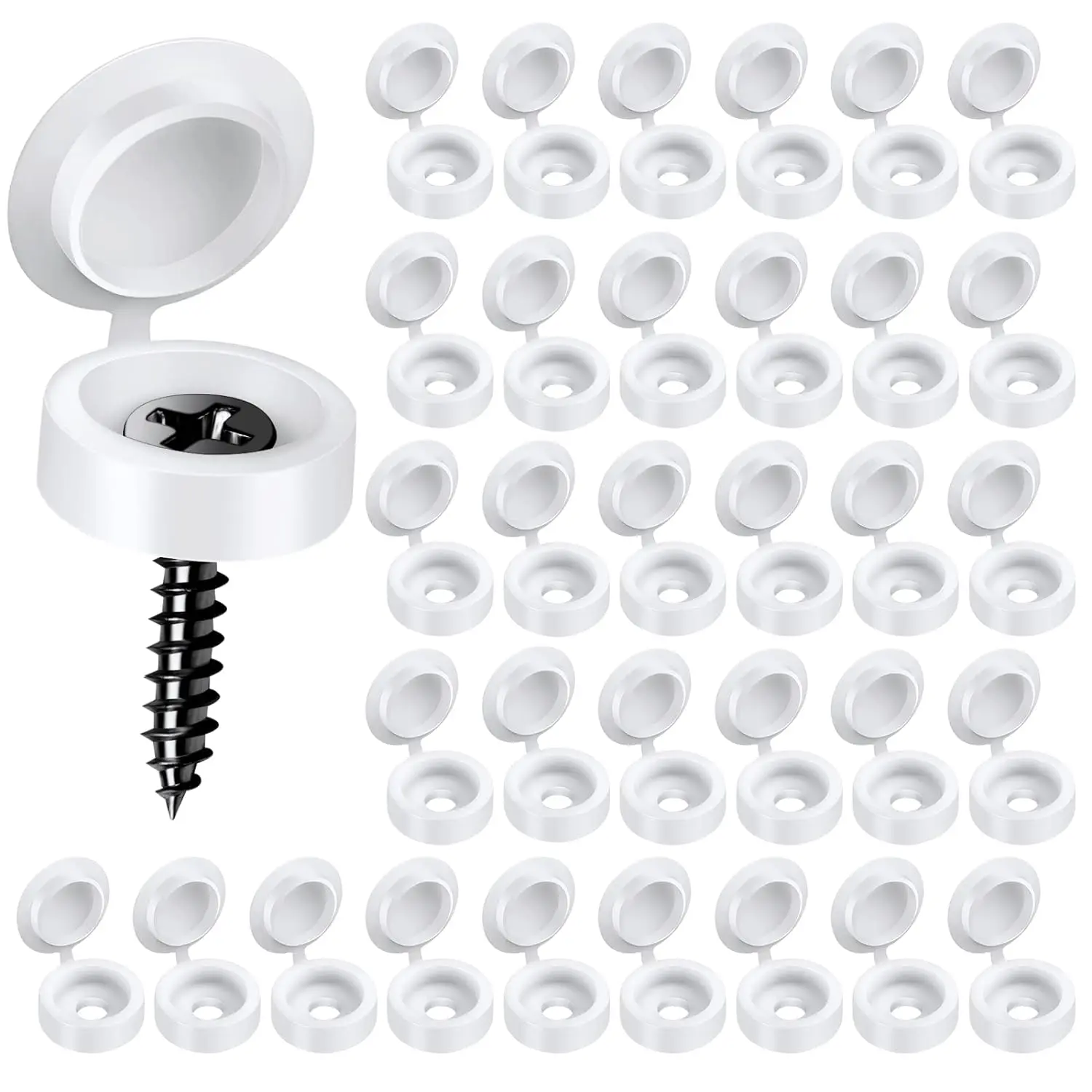 Couvercle de bouchon à vis en plastique à charnière blanche, 20 pièces bouton de protection pliable pour meubles, écrous décoratifs, quincaillerie de boulons
